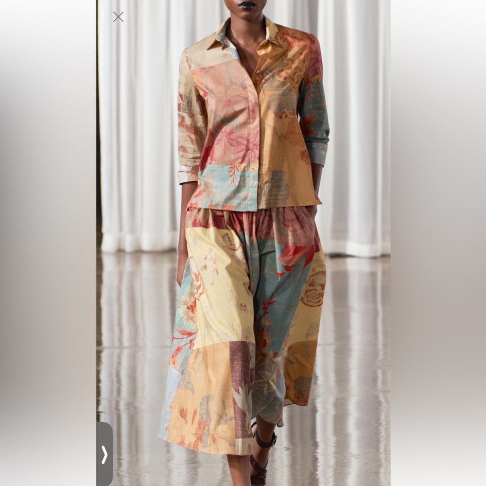 Zara 2pc Co Ord Set Printed ZW Collection Skirt Size Small NWT